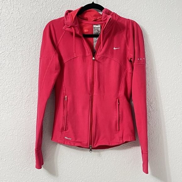 Y2K Nike Jacket Hoodie Womens Pink Full Zip Training Fit Dry Athletic Size Small - Picture 1 of 9